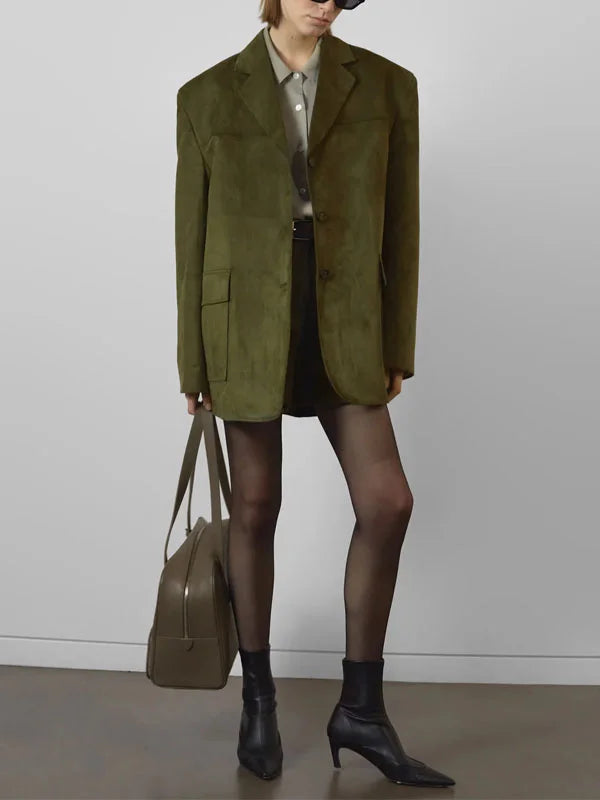 Sofia | Blazer Oversize in Camoscio Verde Militare