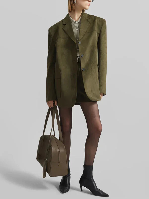 Sofia | Blazer Oversize in Camoscio Verde Militare