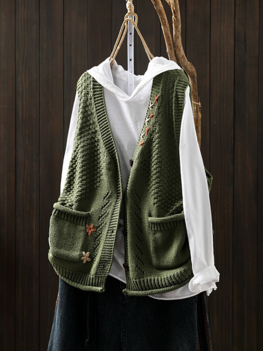 Florianne | Gilet in Maglia con Ricami Floreali