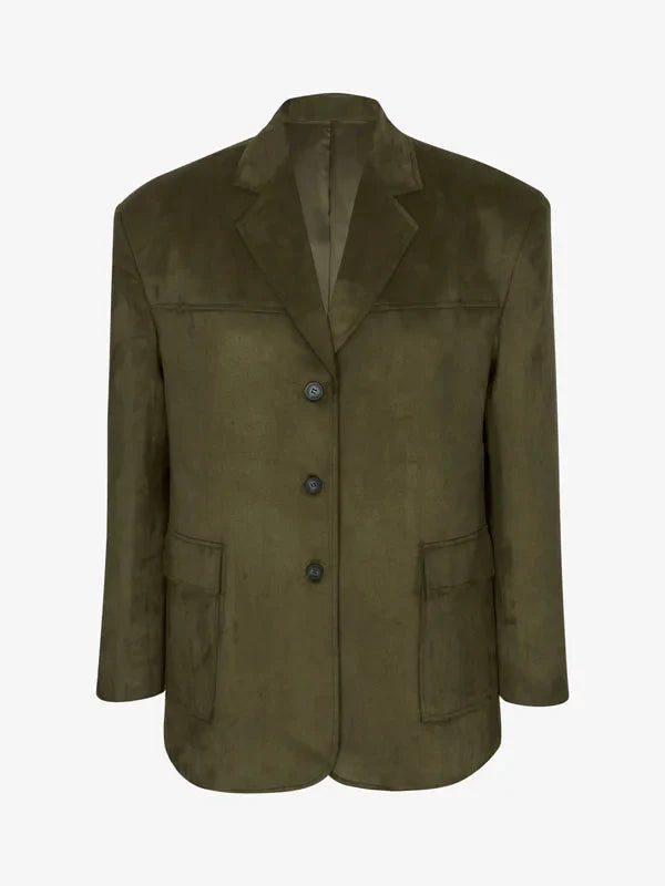 Sofia | Blazer Oversize in Camoscio Verde Militare