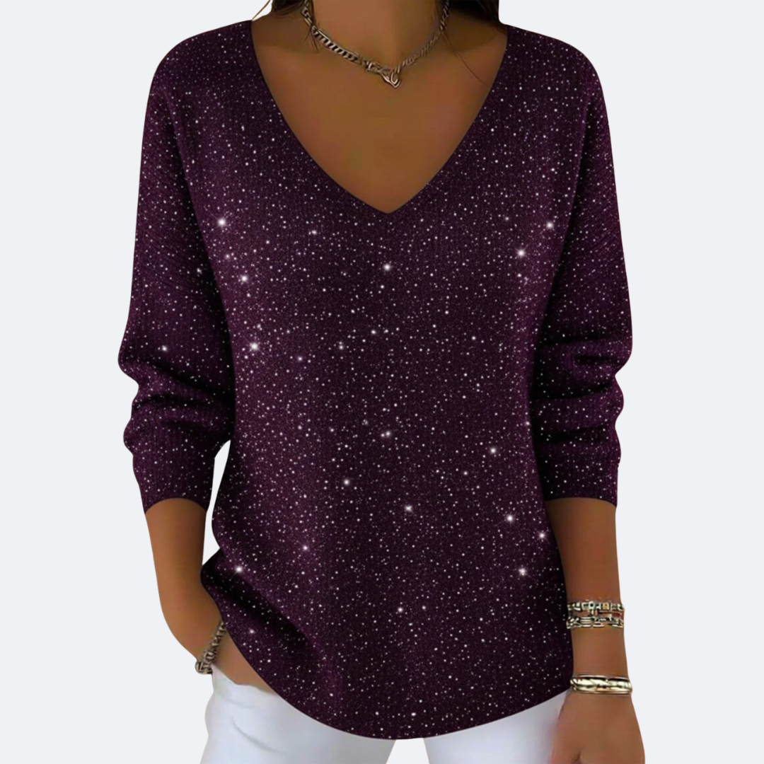 GIULIA - Elegante Maglione V-Neck con Glitter