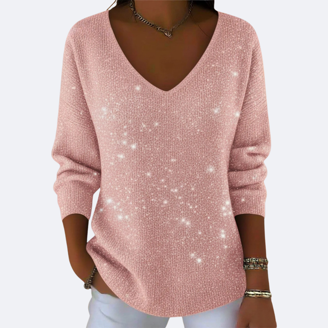 GIULIA - Elegante Maglione V-Neck con Glitter
