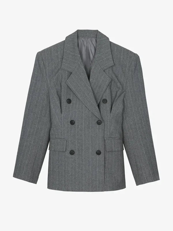 Sofia | Blazer Grigio Striato Con Cintura