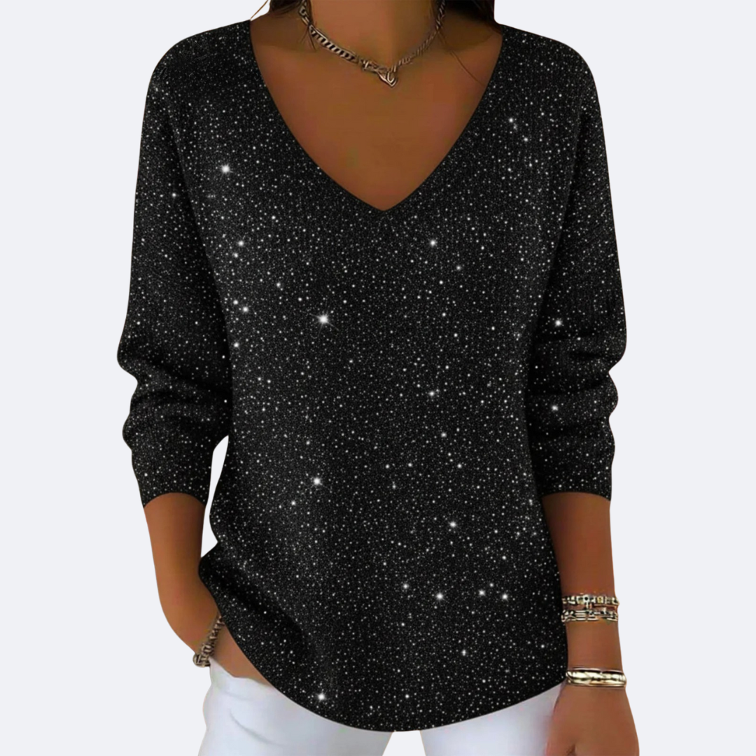 GIULIA - Elegante Maglione V-Neck con Glitter