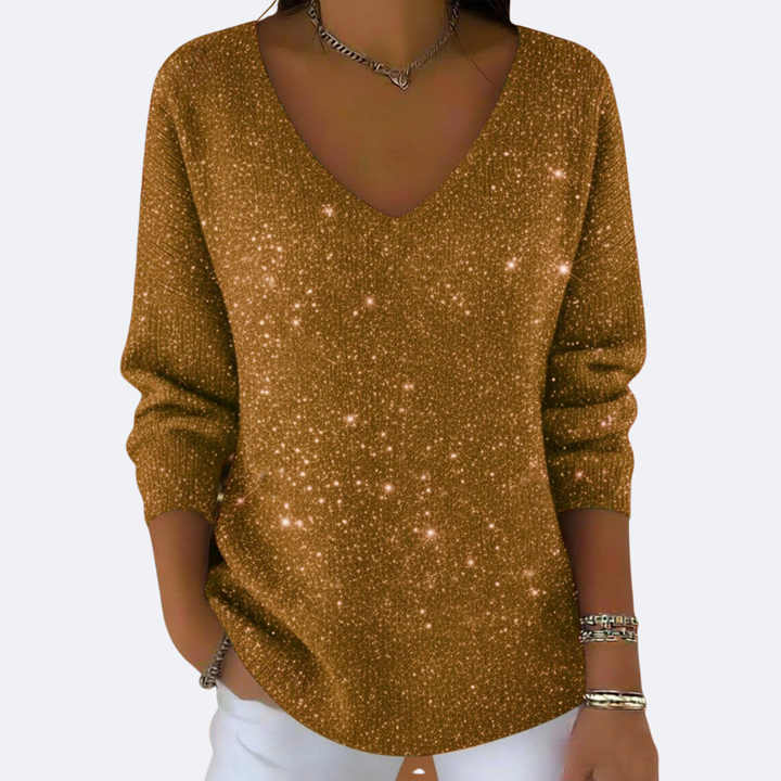 GIULIA - Elegante Maglione V-Neck con Glitter