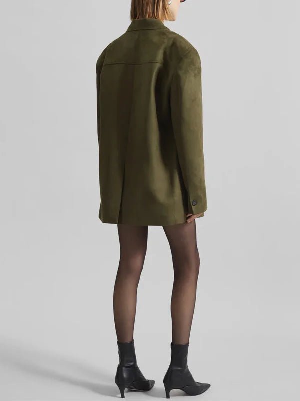 Sofia | Blazer Oversize in Camoscio Verde Militare