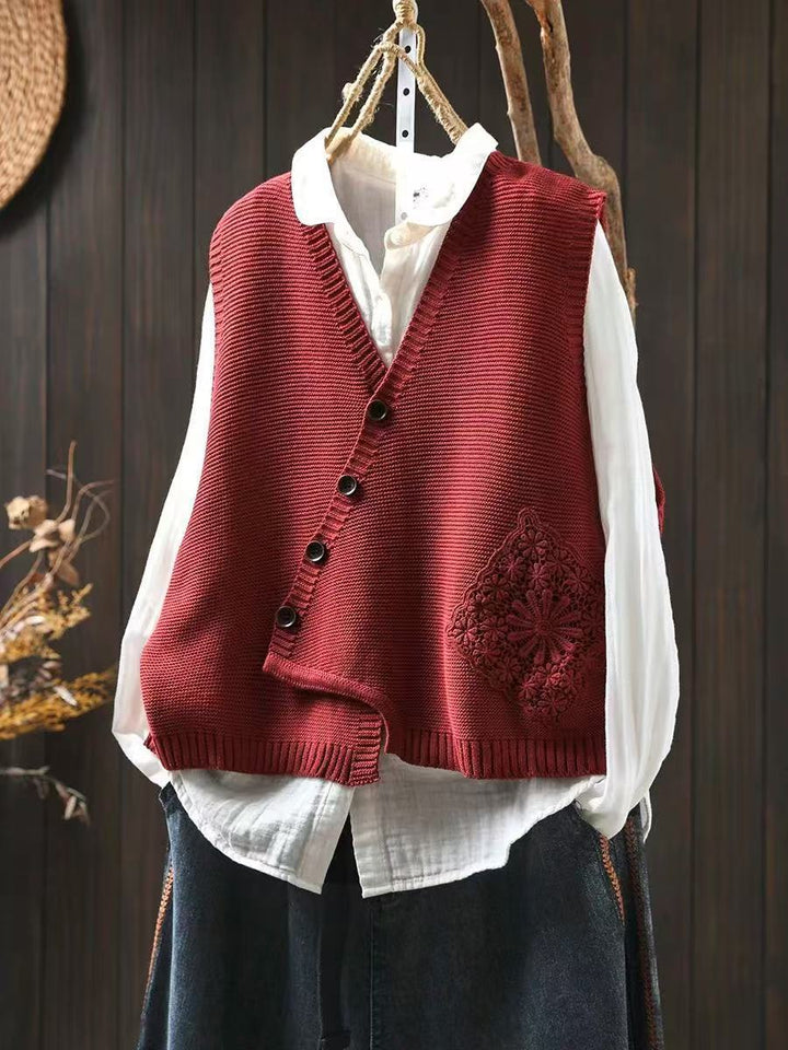 Elowyn | Gilet in Maglia con Dettaglio Ricamato
