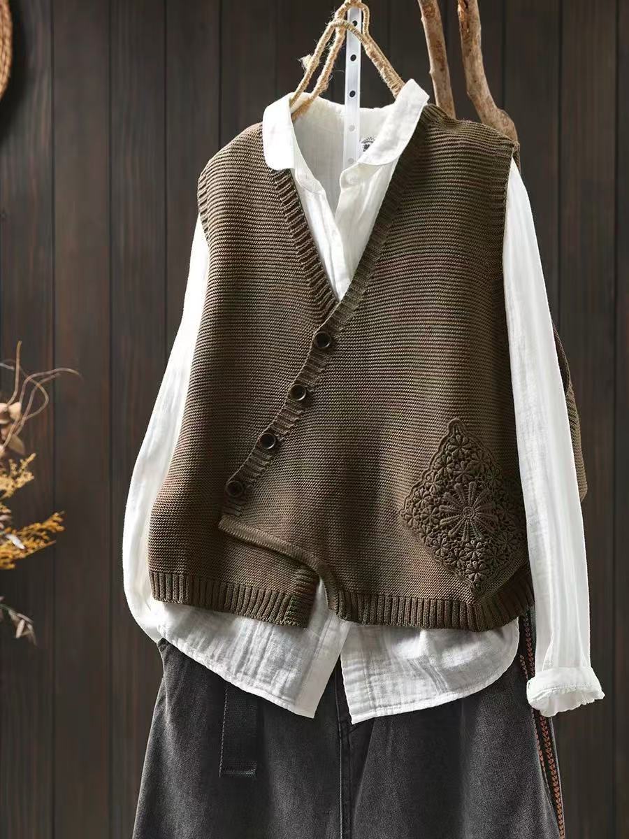 Elowyn | Gilet in Maglia con Dettaglio Ricamato