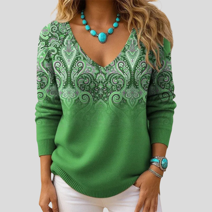 Amelia | Maglia Elegante con Scollo a V e Maniche Lunghe