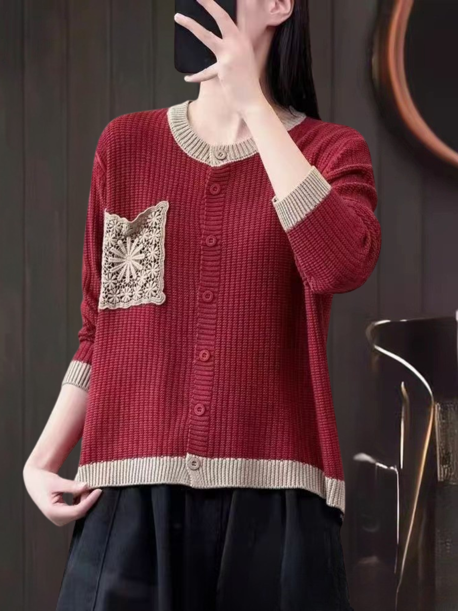 Aveline | Cardigan in Maglia con Dettaglio Ricamato