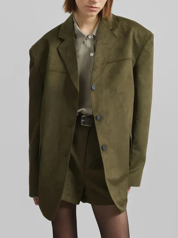 Sofia | Blazer Oversize in Camoscio Verde Militare