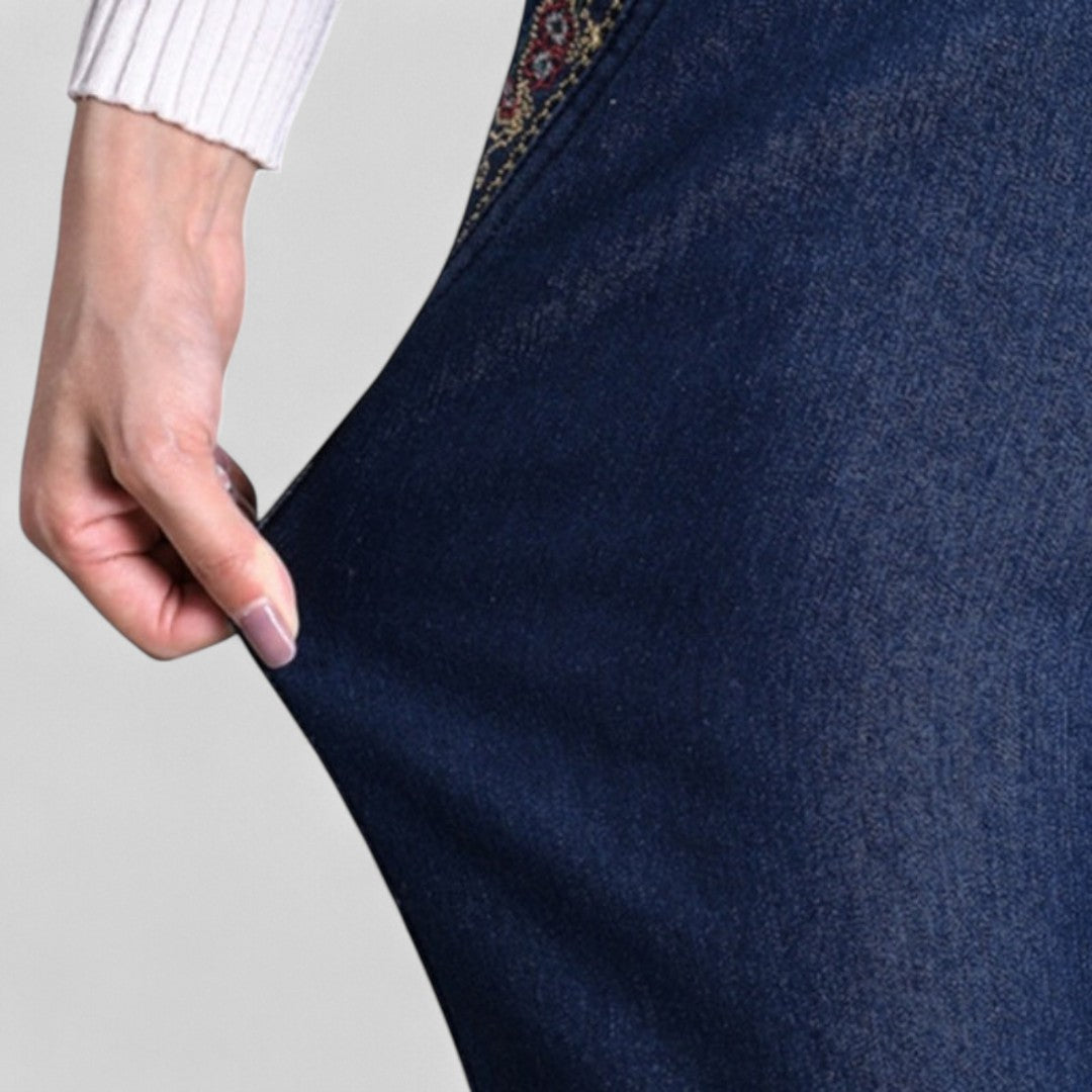 Maira - Jeans da donna con tasche laterali e vita elastica 