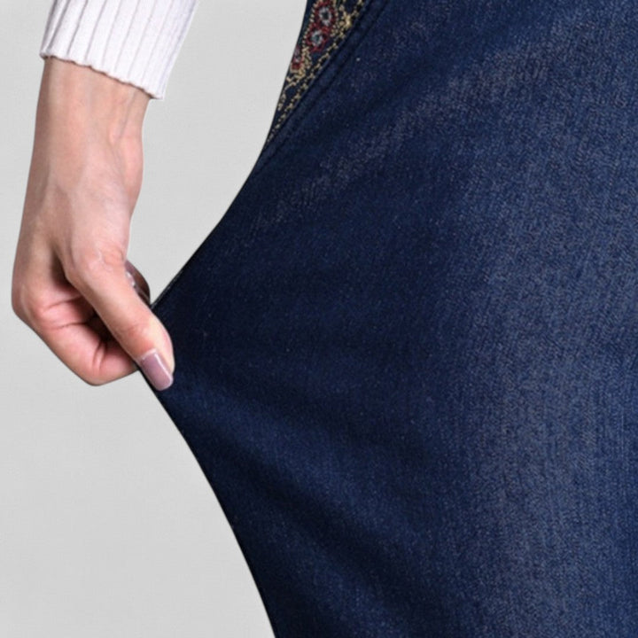 Maira - Jeans da donna con tasche laterali e vita elastica 